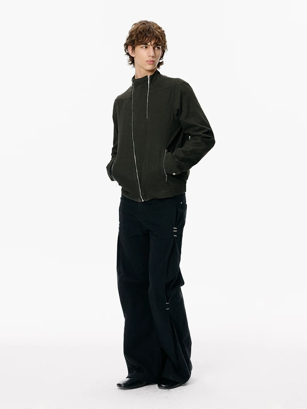 Side Pleat Bar Tack Flared Jeans - view 7