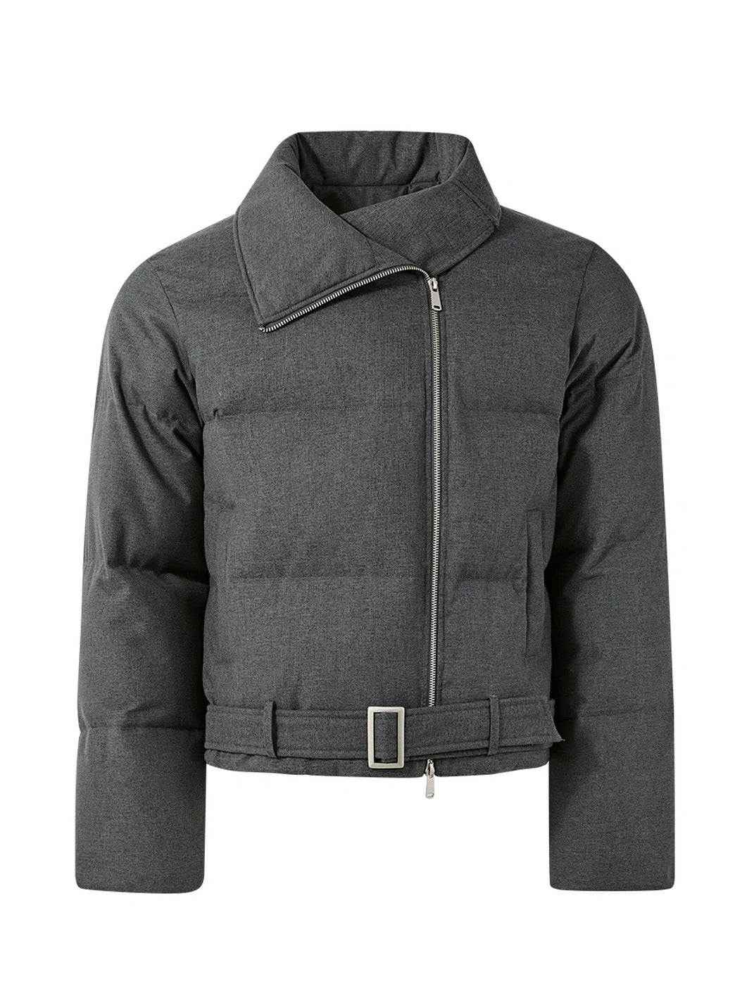 Belted Asymmetric Zip Quilted Down Jacket - product view 6