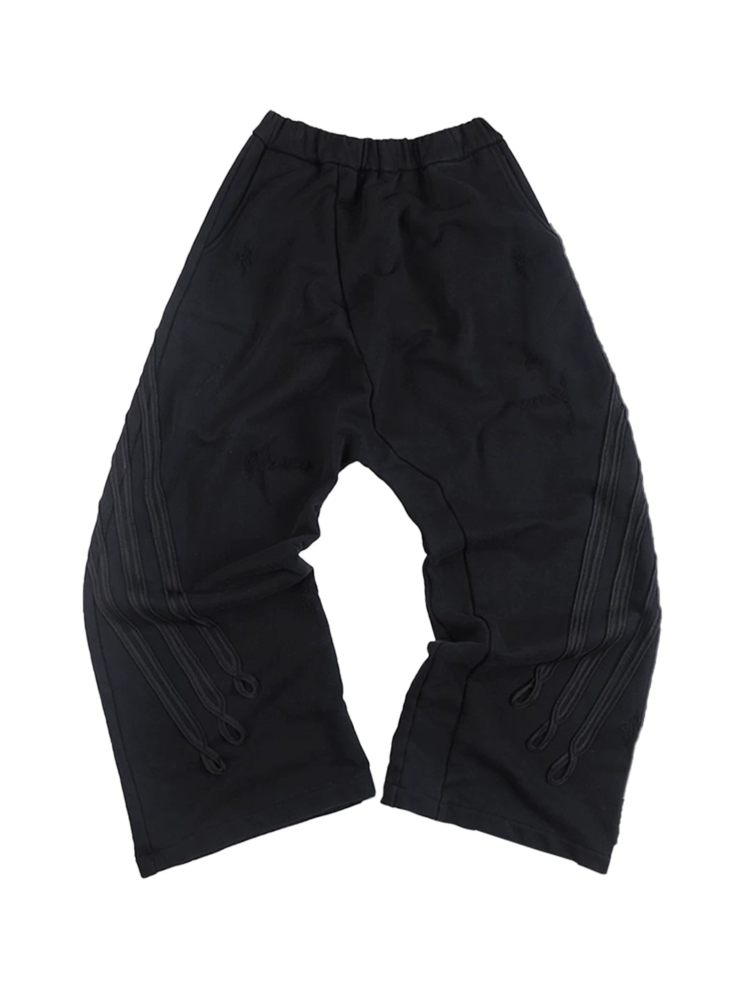 Looped Tape-Trim Curved-Leg Cotton Sweatpants - product view 5