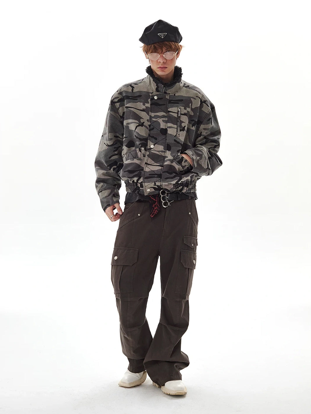 Camouflage Cropped Jacket With Plush Collar - product view 9