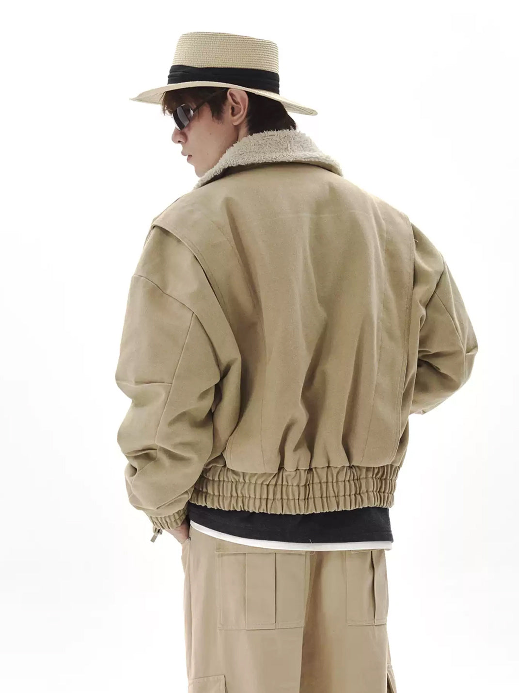Fleece Collar Canvas Workwear Zip Jacket - product view 5