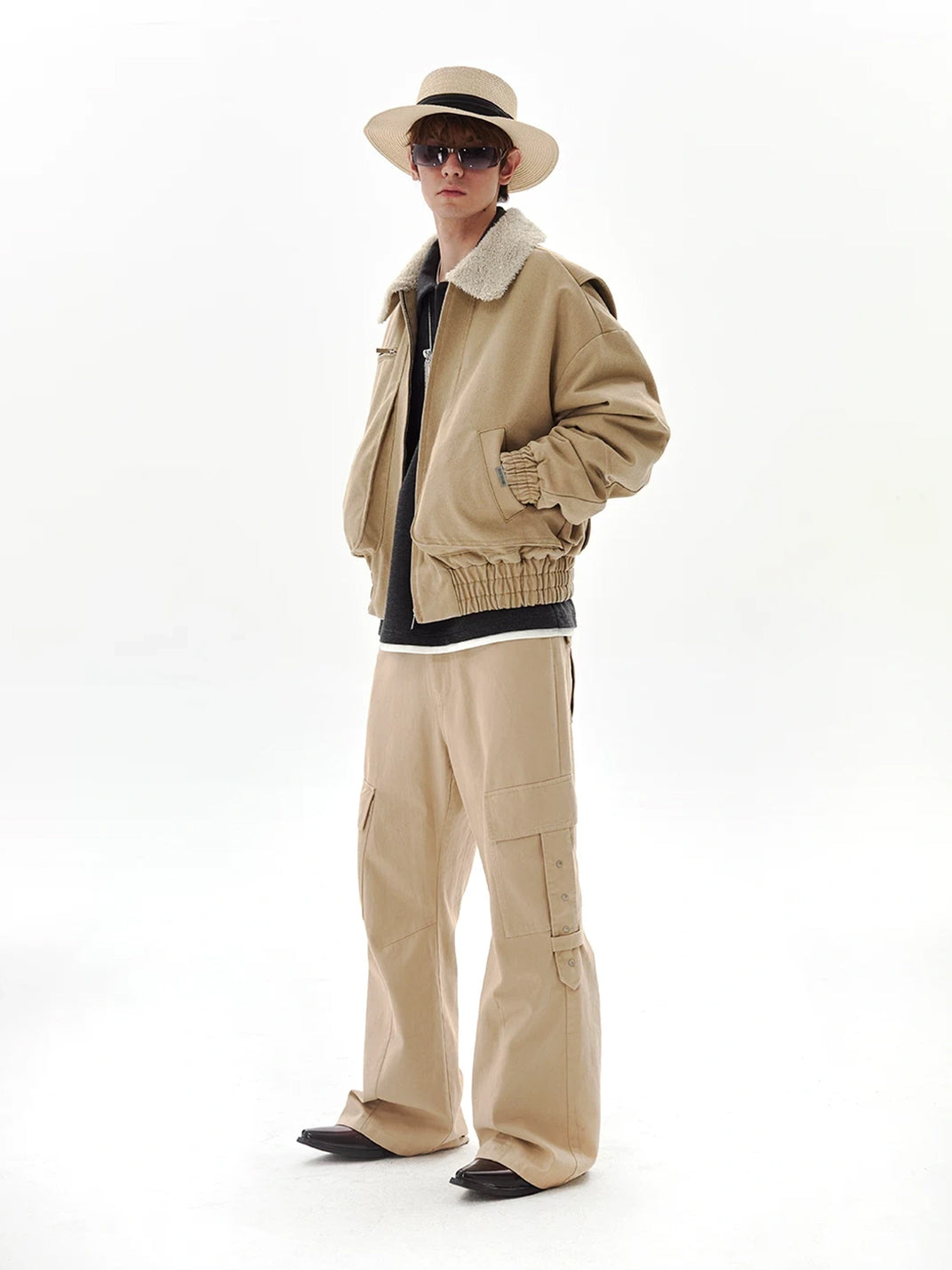 Fleece Collar Canvas Workwear Zip Jacket - product view 6