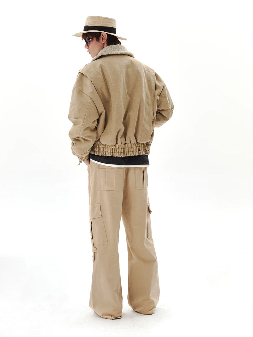 Fleece Collar Canvas Workwear Zip Jacket - product view 7