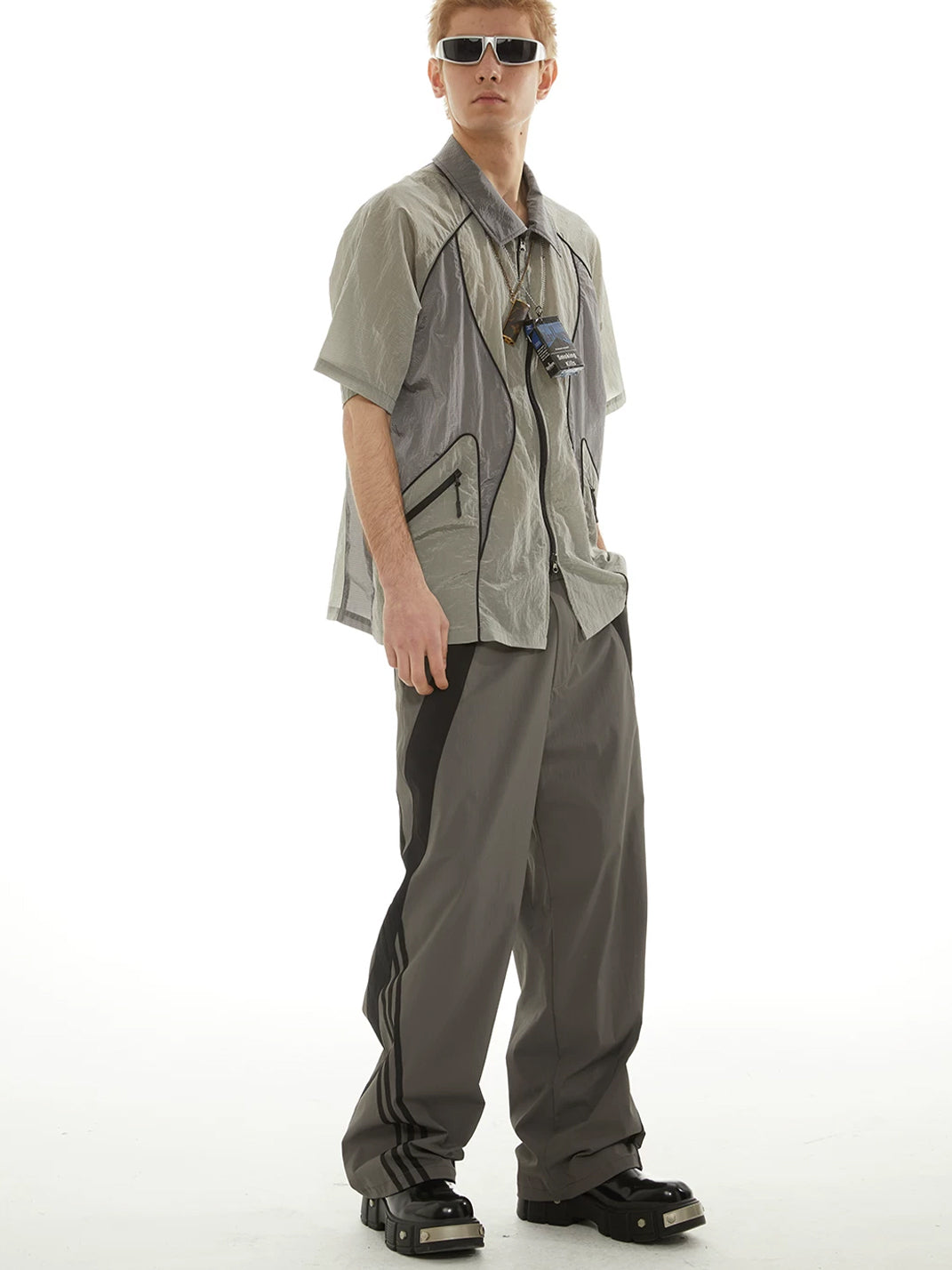 Contrast Side Stripe Drawstring Straight Leg Pants - view 14