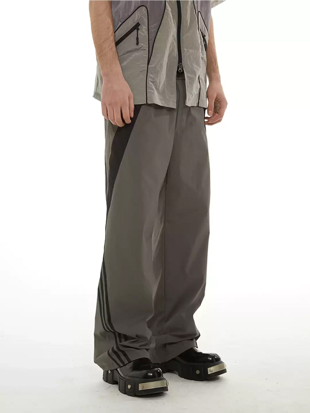 Contrast Side Stripe Drawstring Straight Leg Pants - view 9
