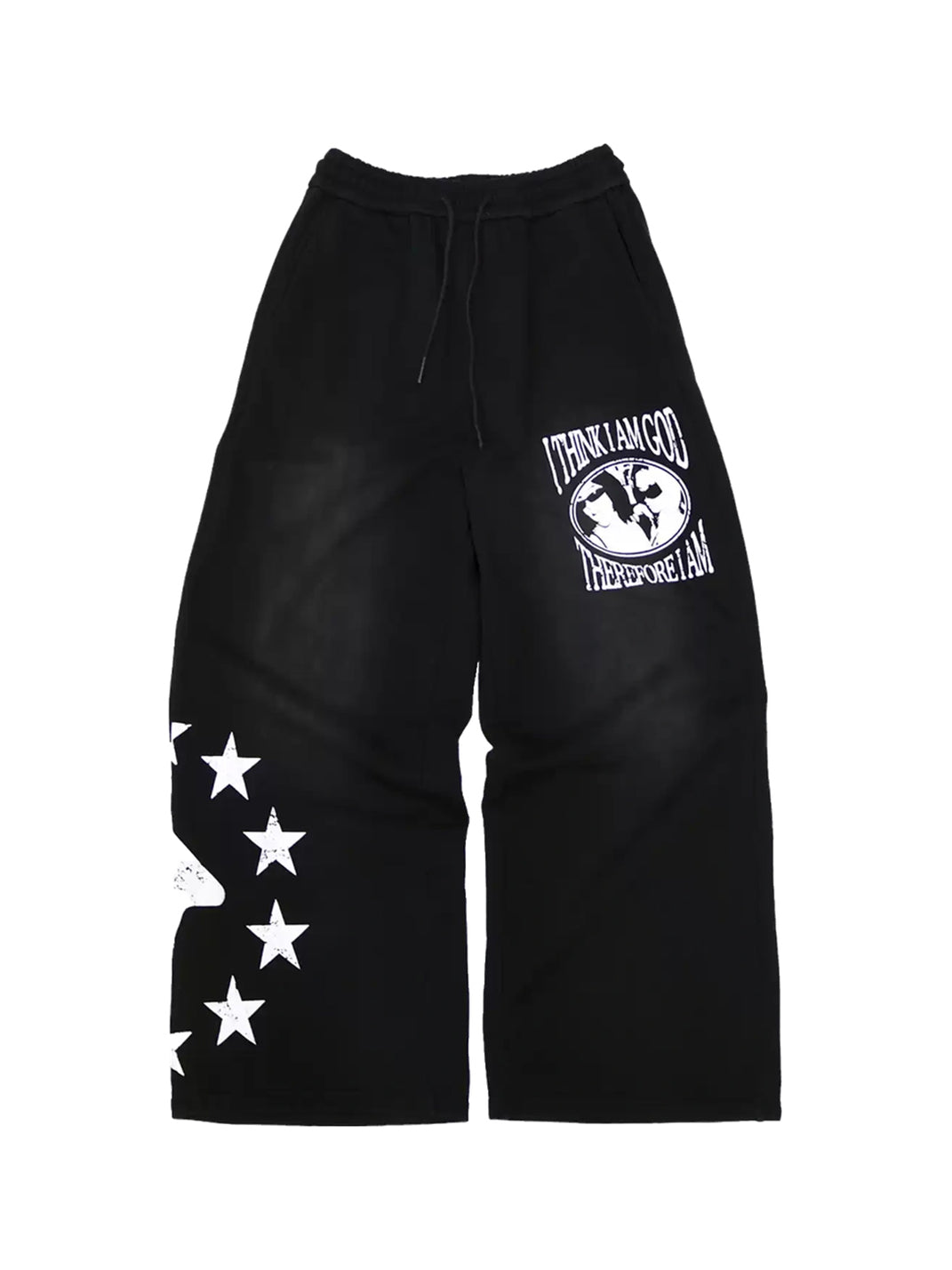 Black Star Print Wide Leg Sweatpants - product view 1