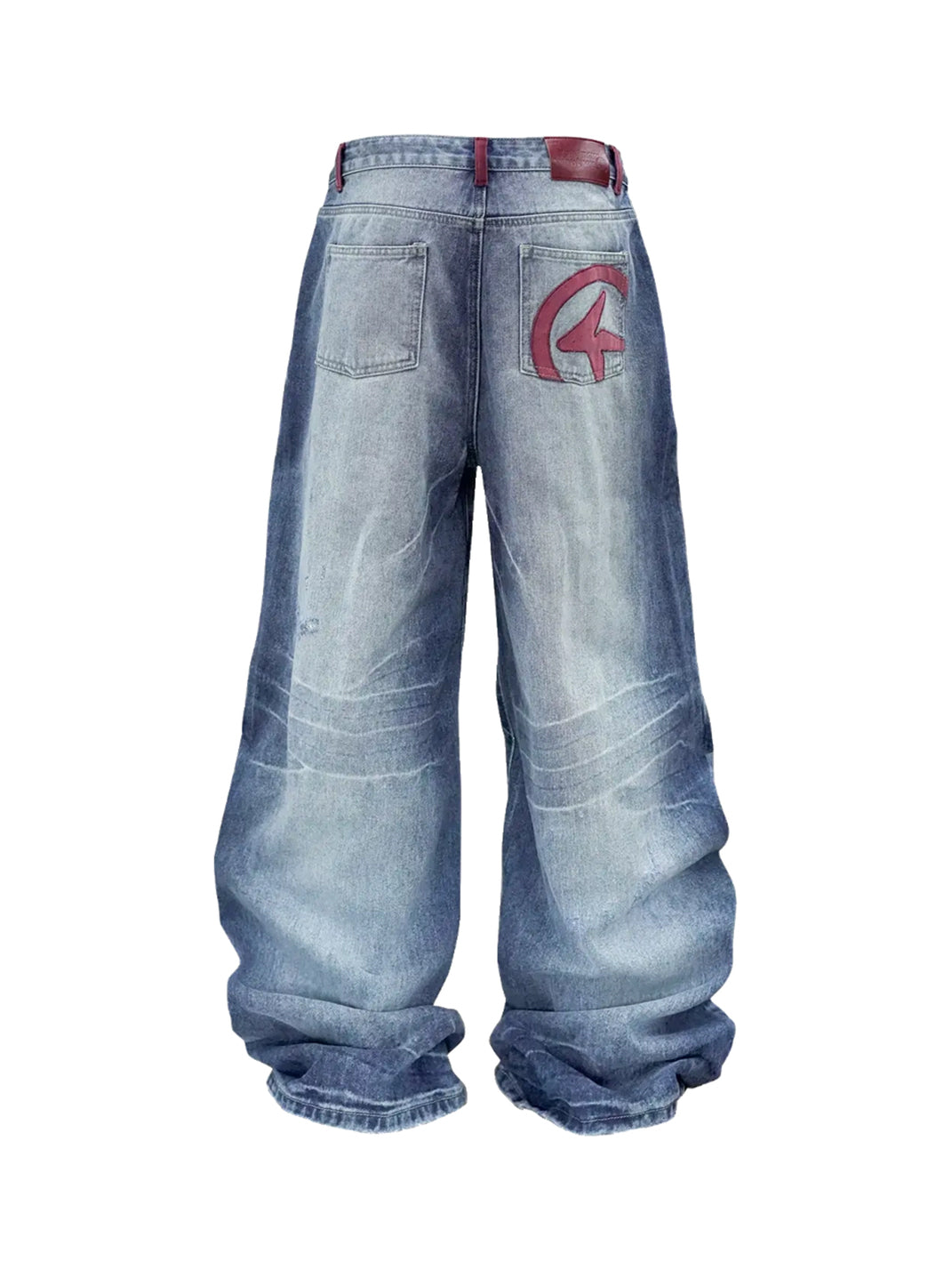 Ice Blue Lightning Stitch Baggy Jeans - product view 8