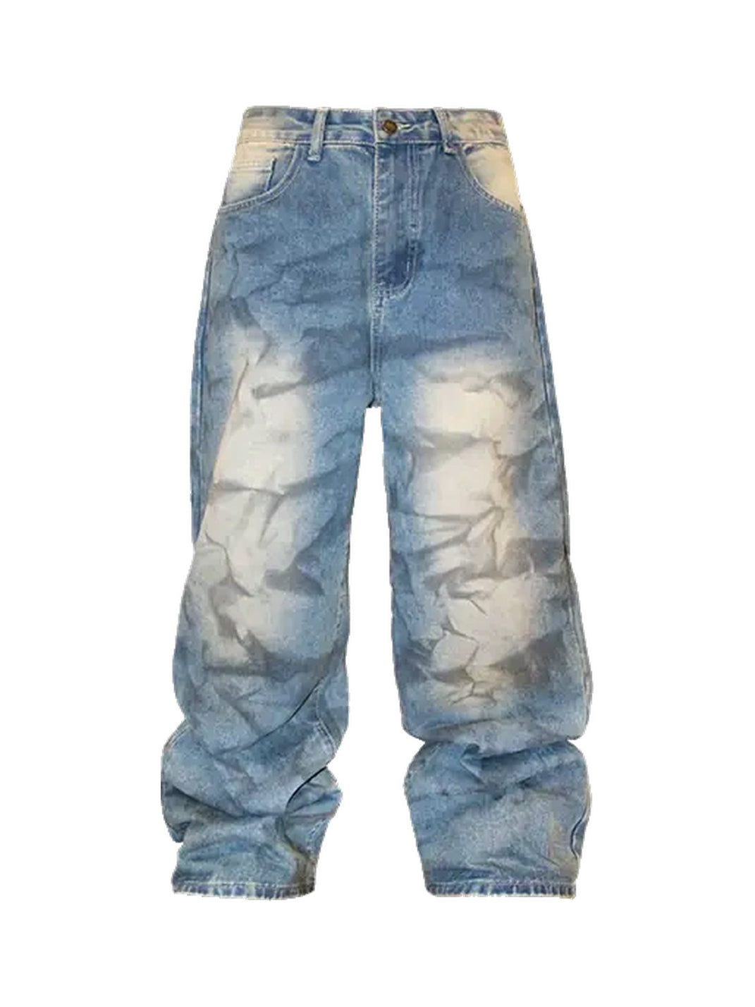 Washed Blue Distressed Baggy Denim Jeans - product view 1