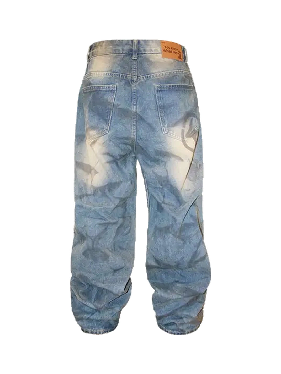 Washed Blue Distressed Baggy Denim Jeans - product view 8