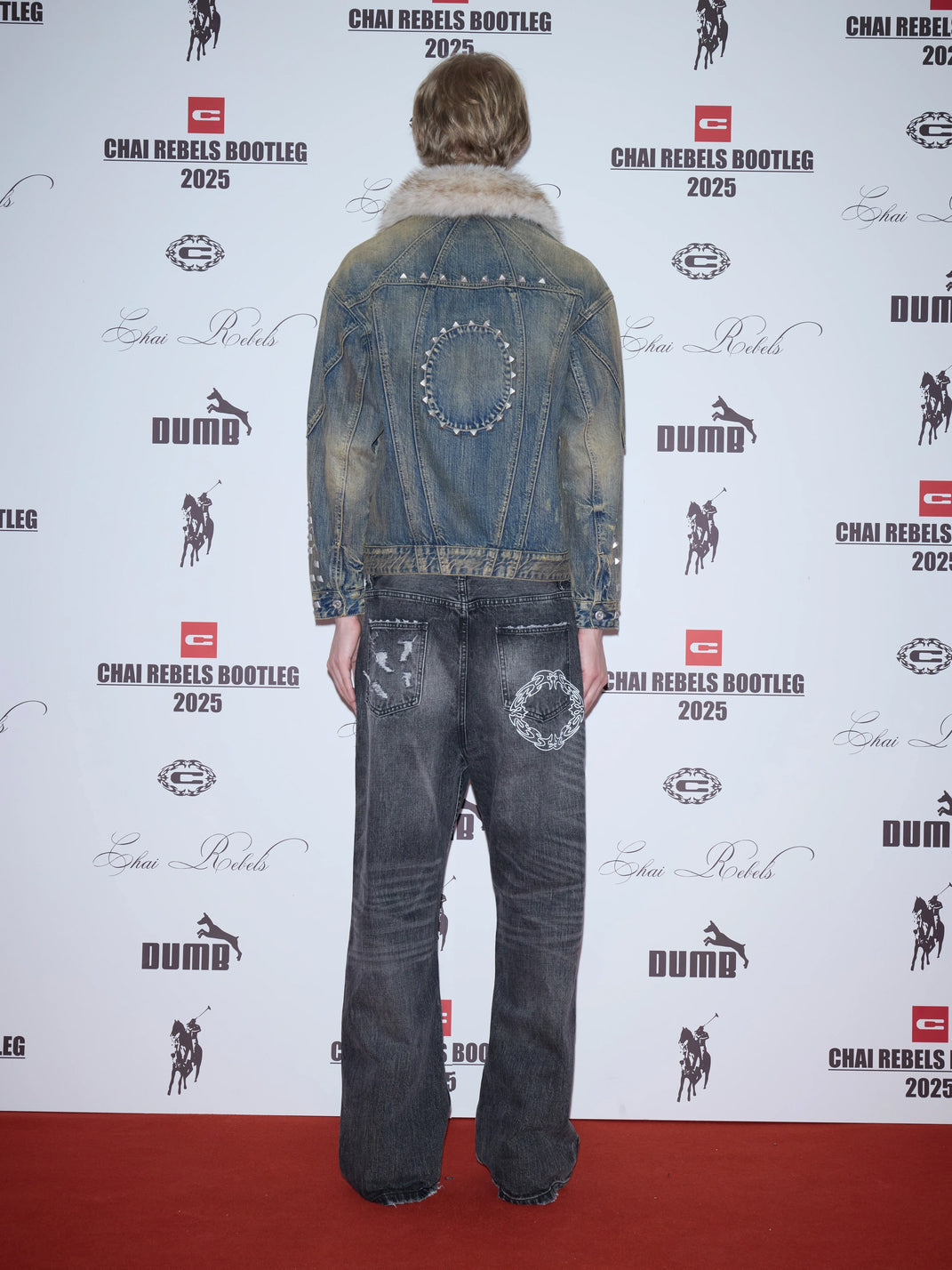 Studded Denim Jacket With Plush Collar - product view 7