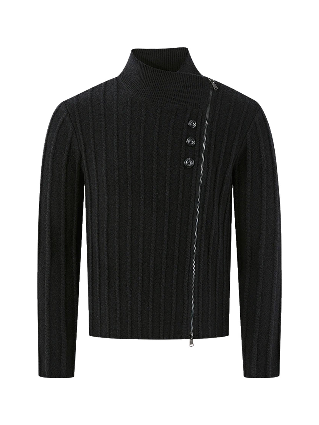 Offset Zip Cable Knit High Neck Sweater - product view 6