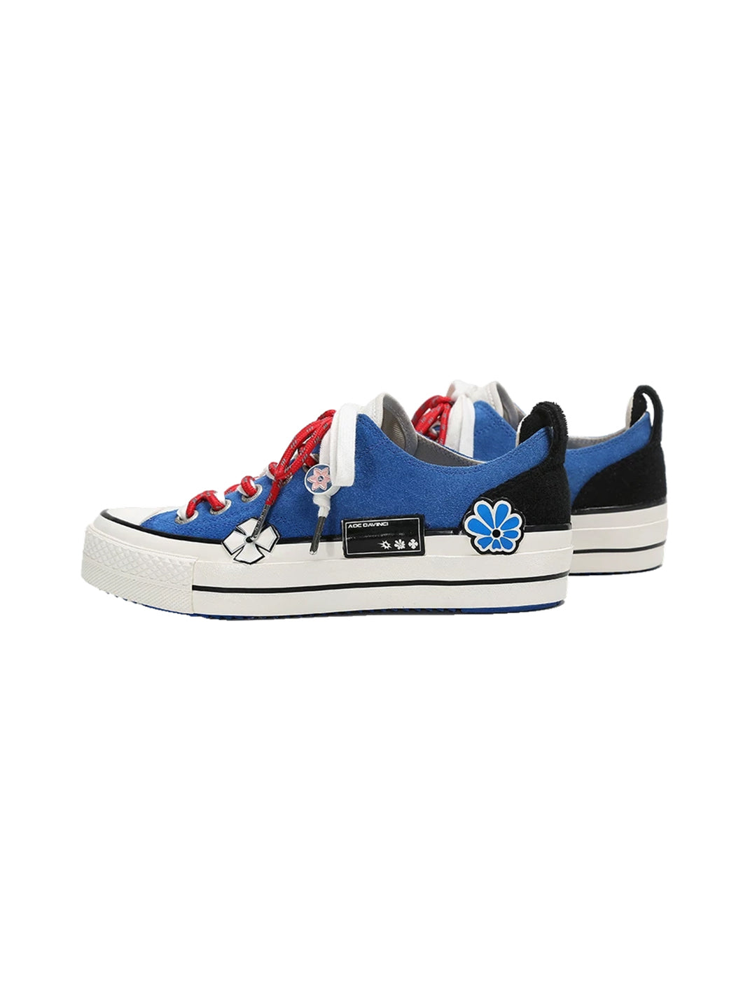 Blue Flower Patch Platform Skate Sneakers - 2