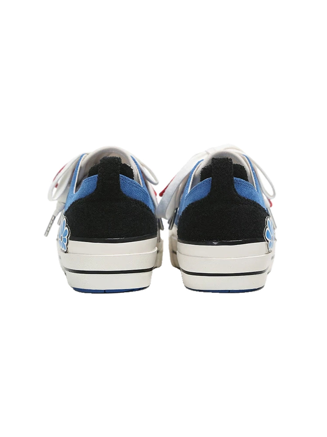 Blue Flower Patch Platform Skate Sneakers - 3