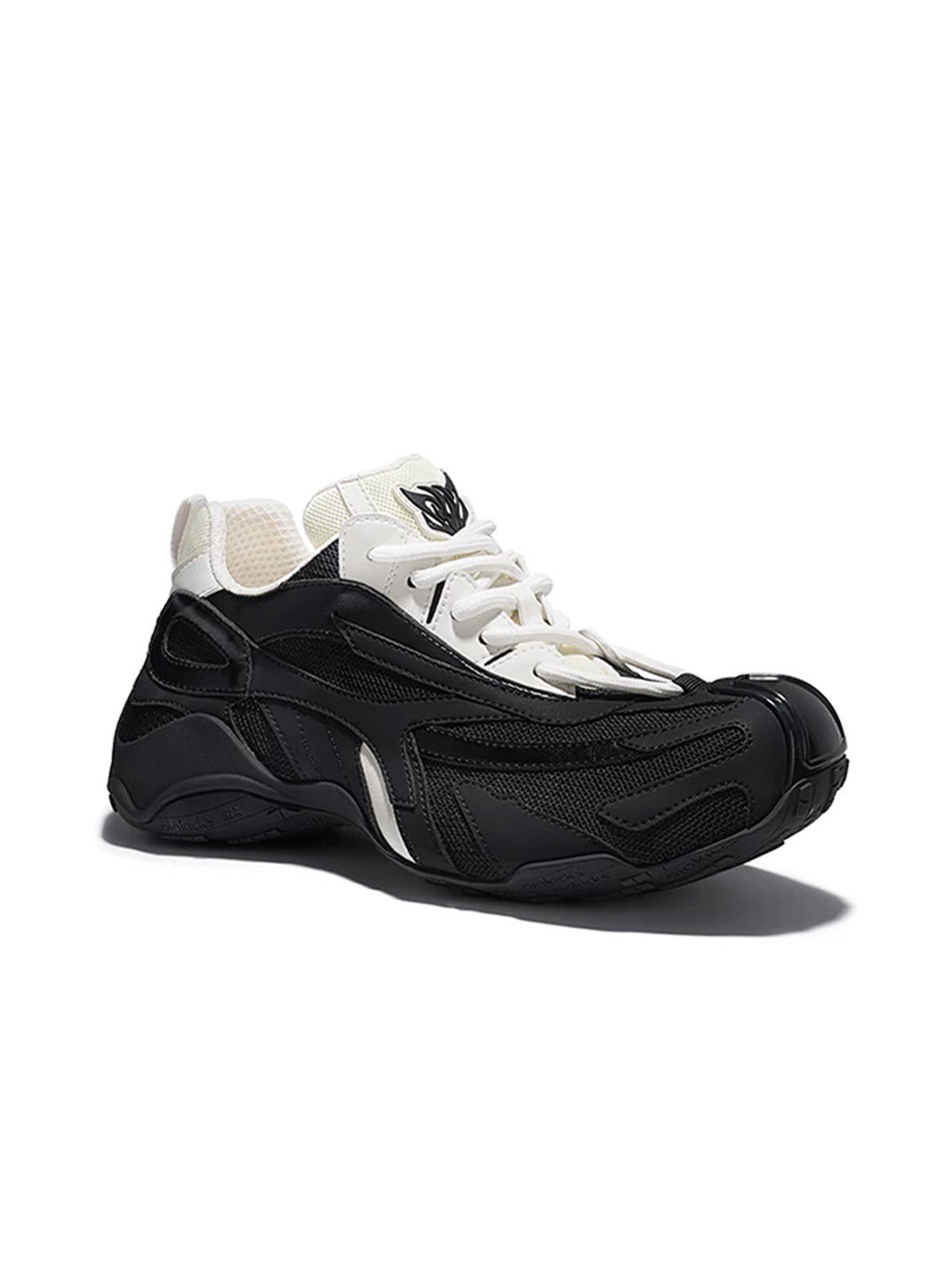Contrast Panel Chunky Black Lace-Up Sneakers - 2
