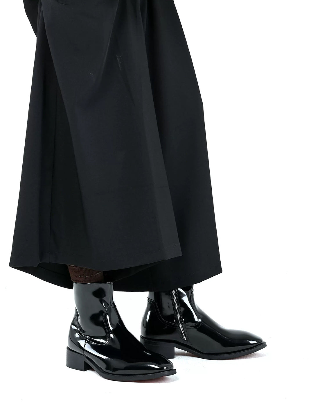 Glossy Side-Zip Leather Ankle Boots - product view 2