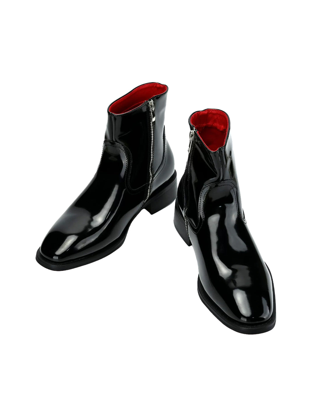 Glossy Side-Zip Leather Ankle Boots - product view 6