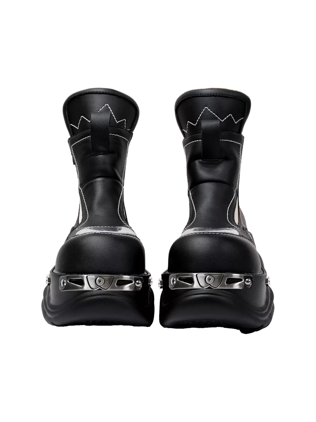 Contrast-Panel Wave-Sole Platform Ankle Boots - product view 7