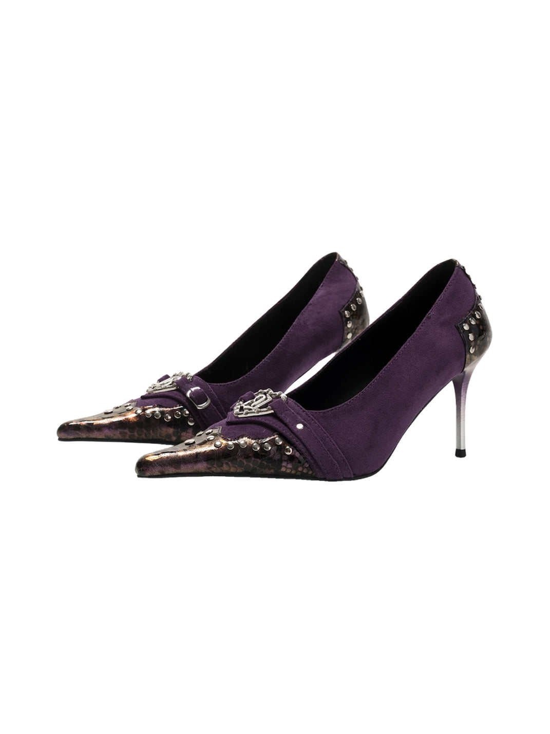 Heart-Accent Snake-Print Pointed Stiletto Pumps - product view 4
