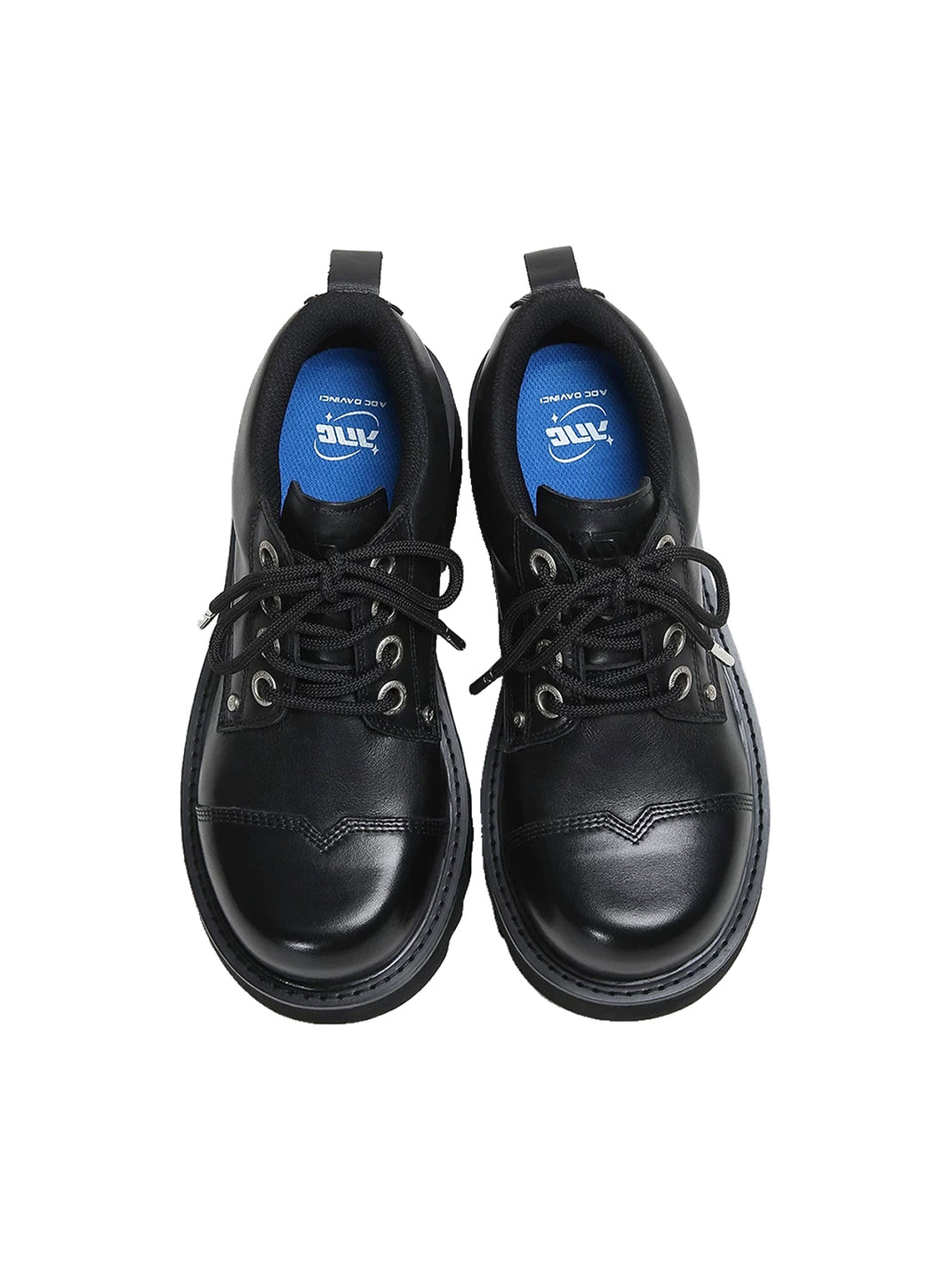Rivet Eyelet Black Leather Lug Sole Derbies - product view 5