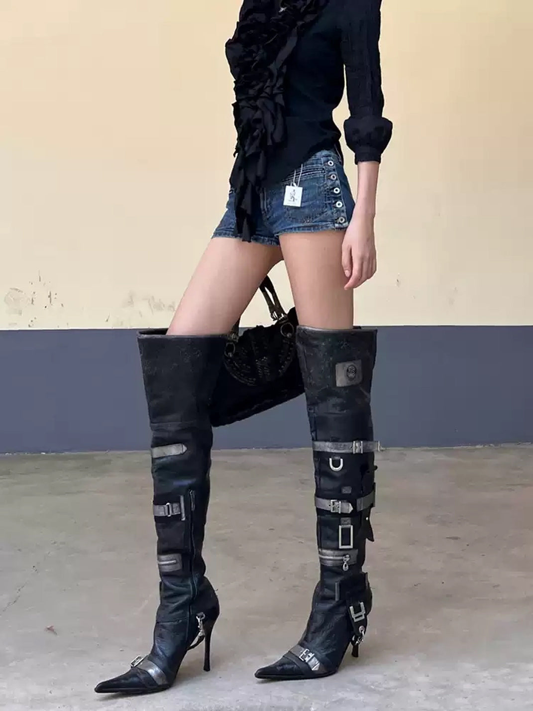 Buckle Strap Over-the-Knee Stiletto Boots - product view 3