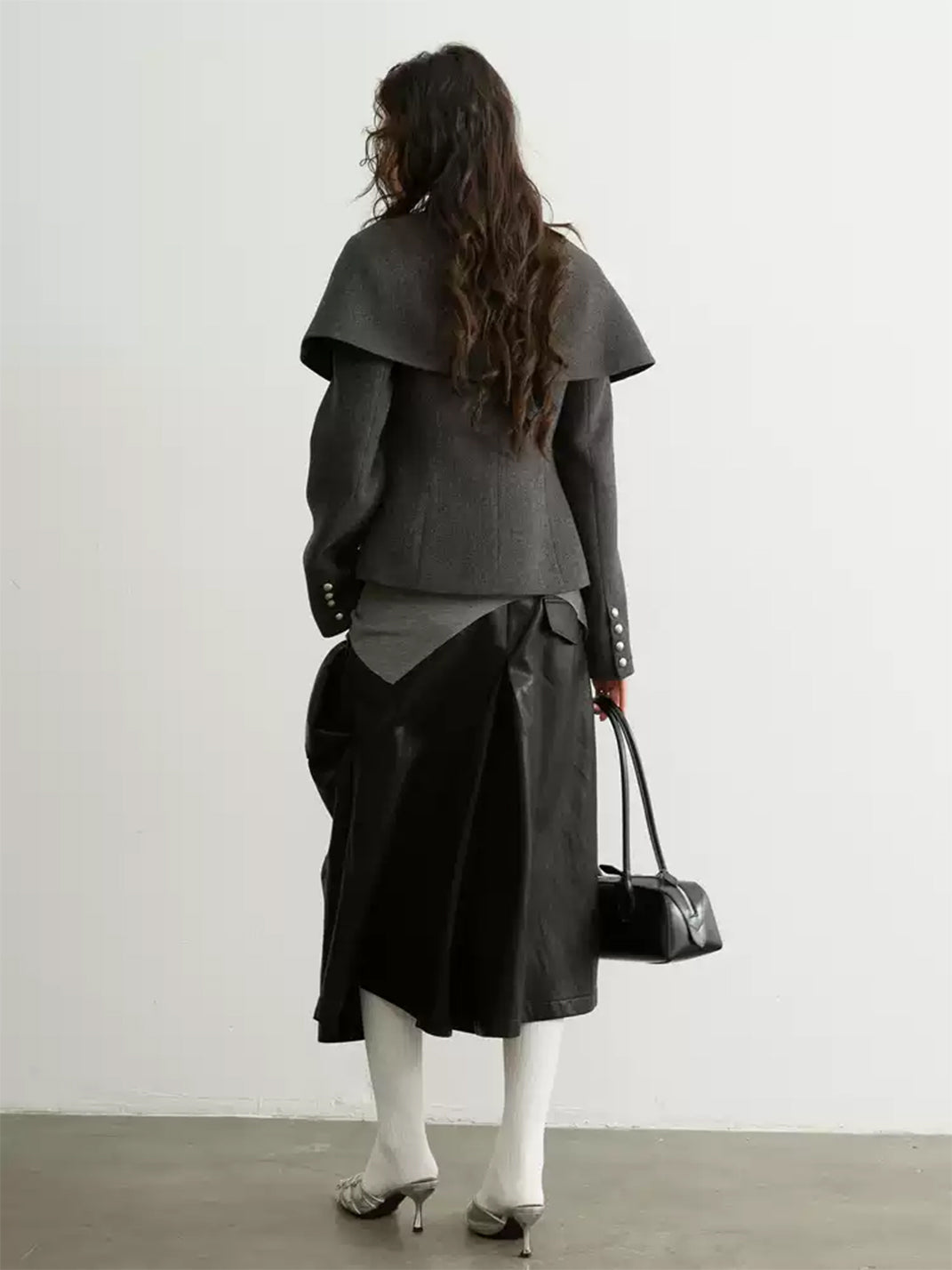 Detachable Cape Stand Collar Short Jacket - product view 6