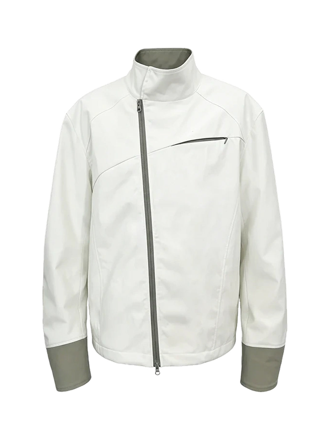 Contrast Cuff Stand Collar Zip Jacket - product view 1