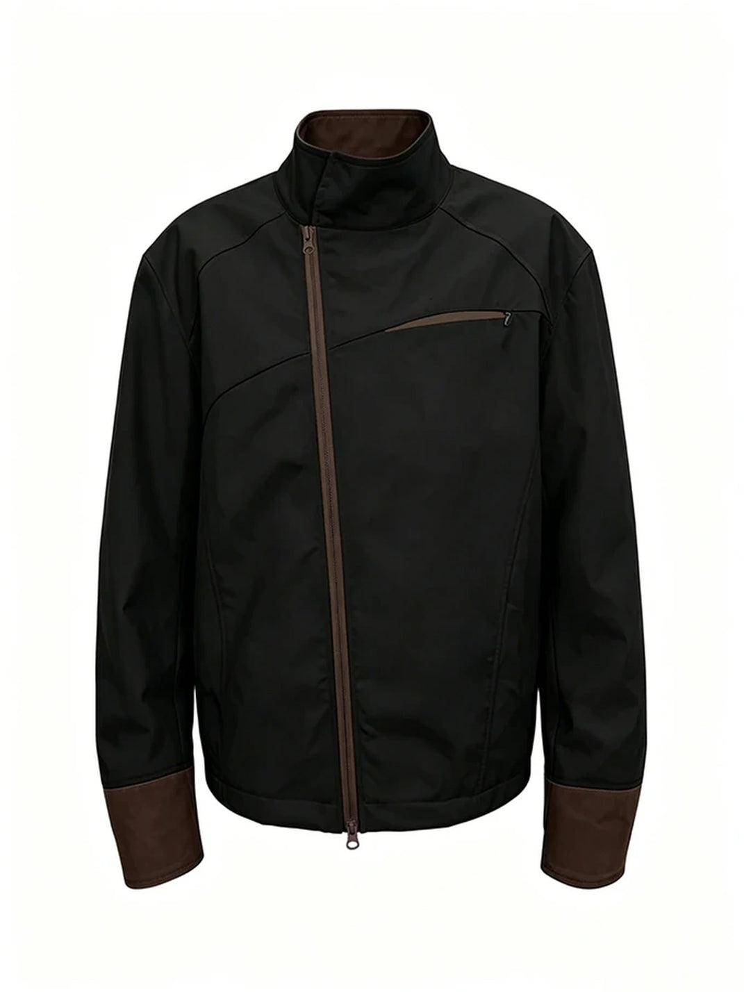 Contrast Cuff Stand Collar Zip Jacket - product view 6
