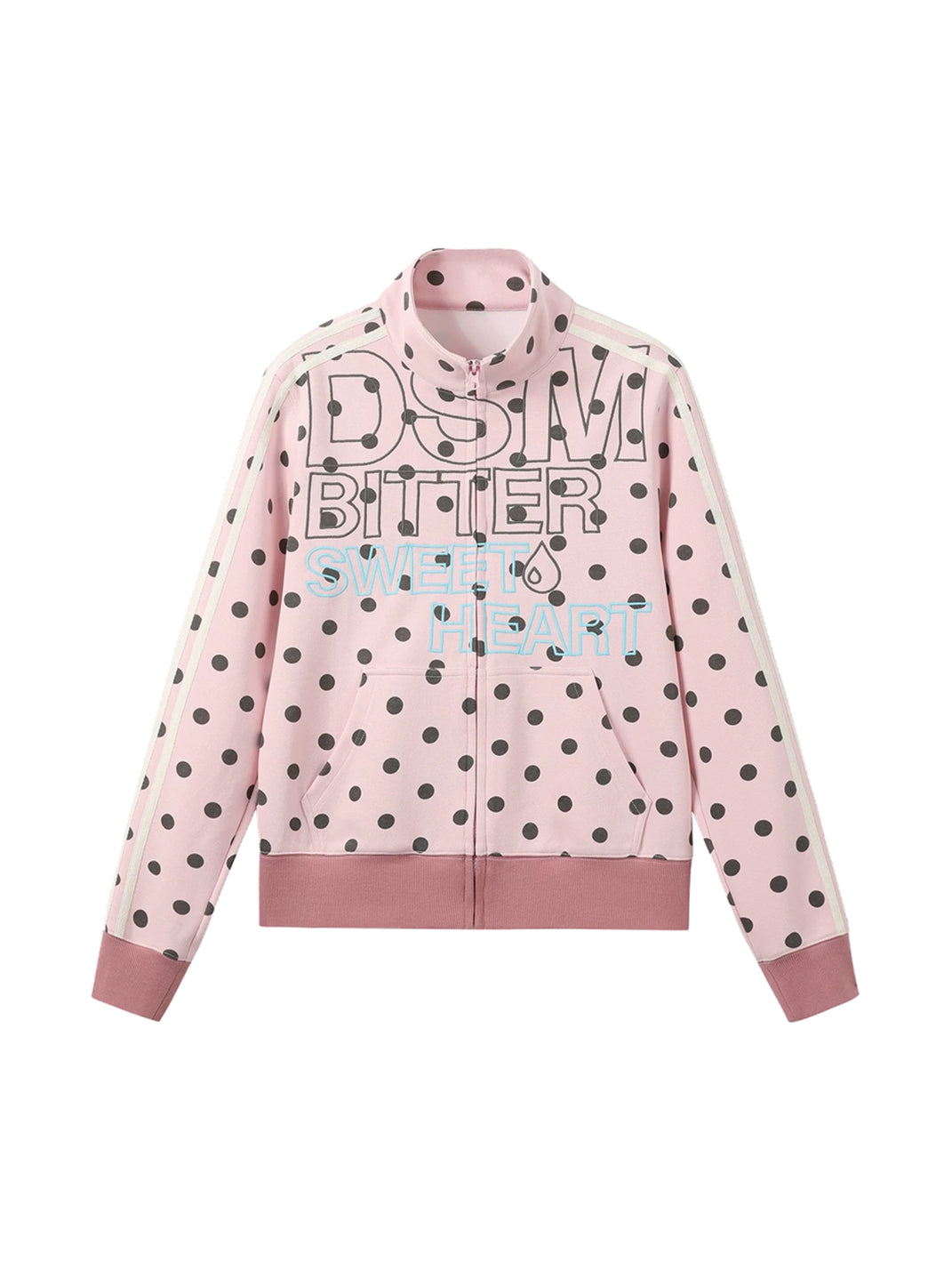 Polka Dot Stripe Sleeve Zip Jacket - product view 3