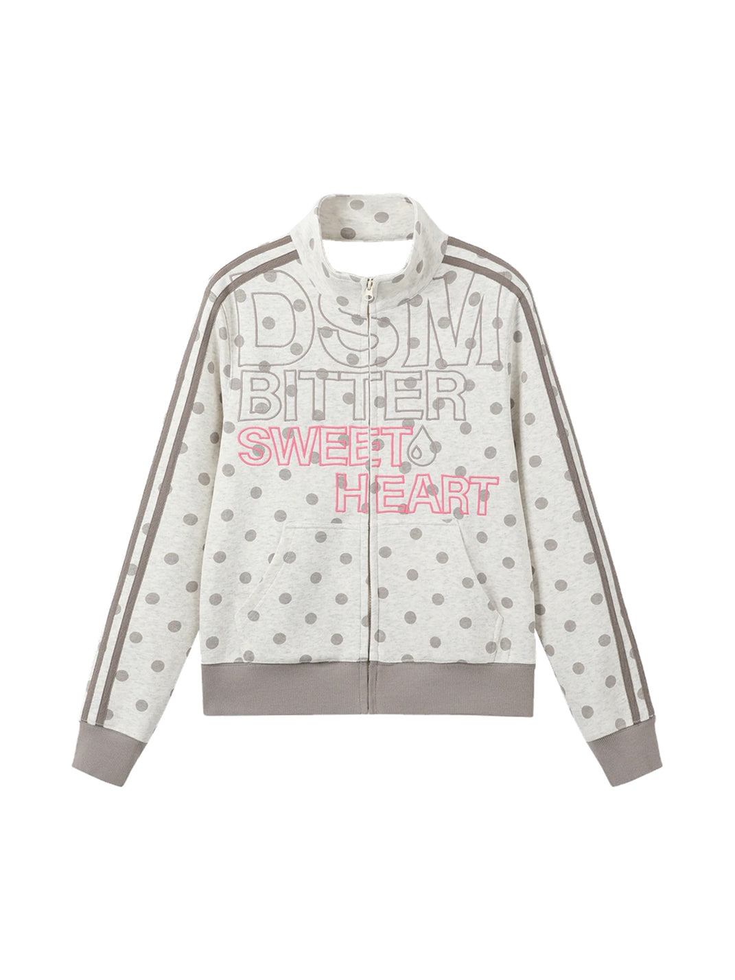 Polka Dot Stripe Sleeve Zip Jacket - product view 6