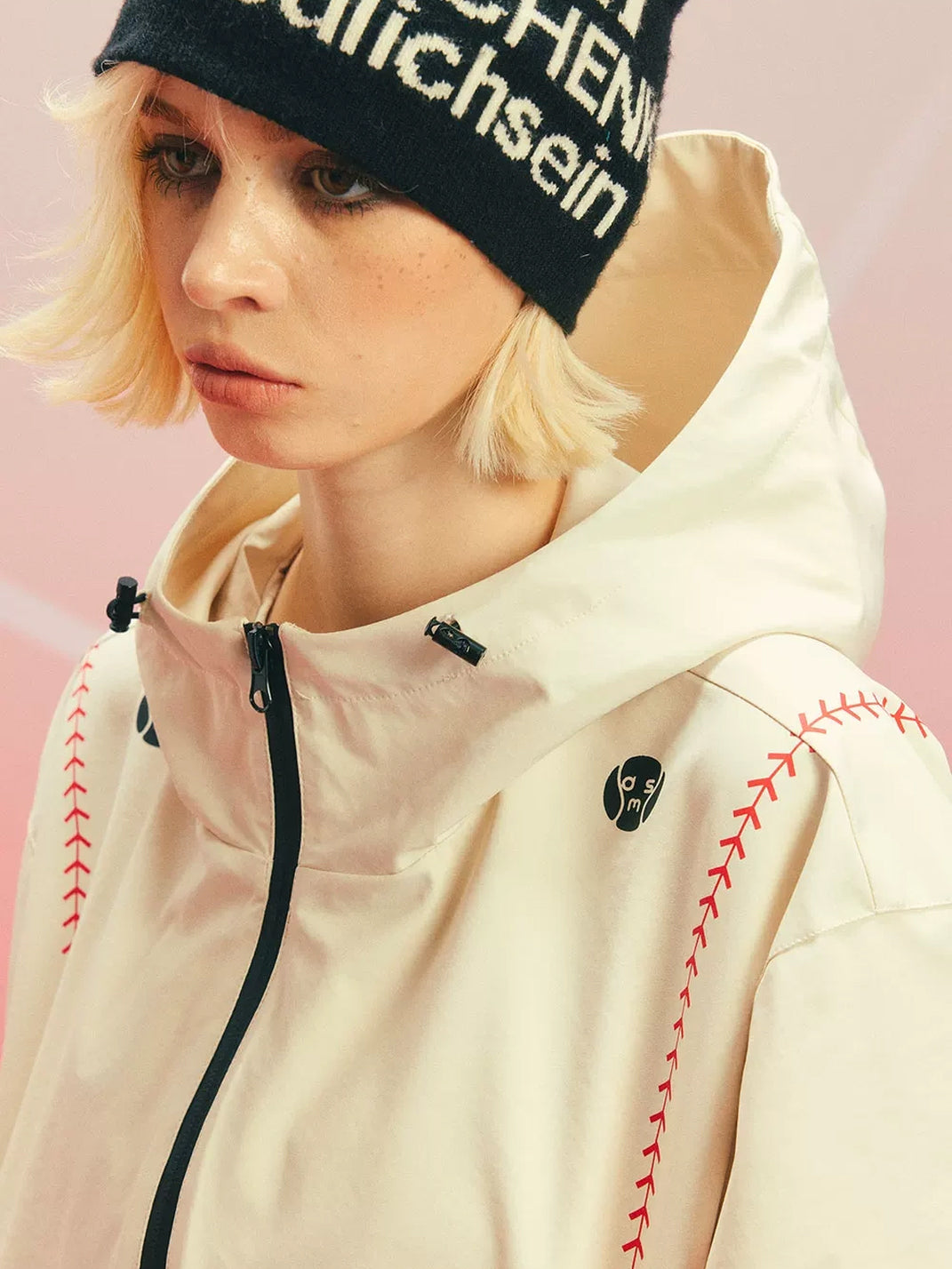 Contrast Stitch Angled Zip Hooded Jacket - product view 4