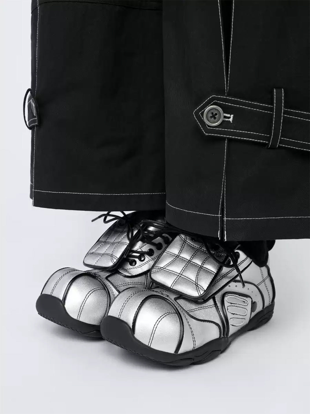 Quilted Silver Foldover-Tongue Low-Top Sneakers - view 2