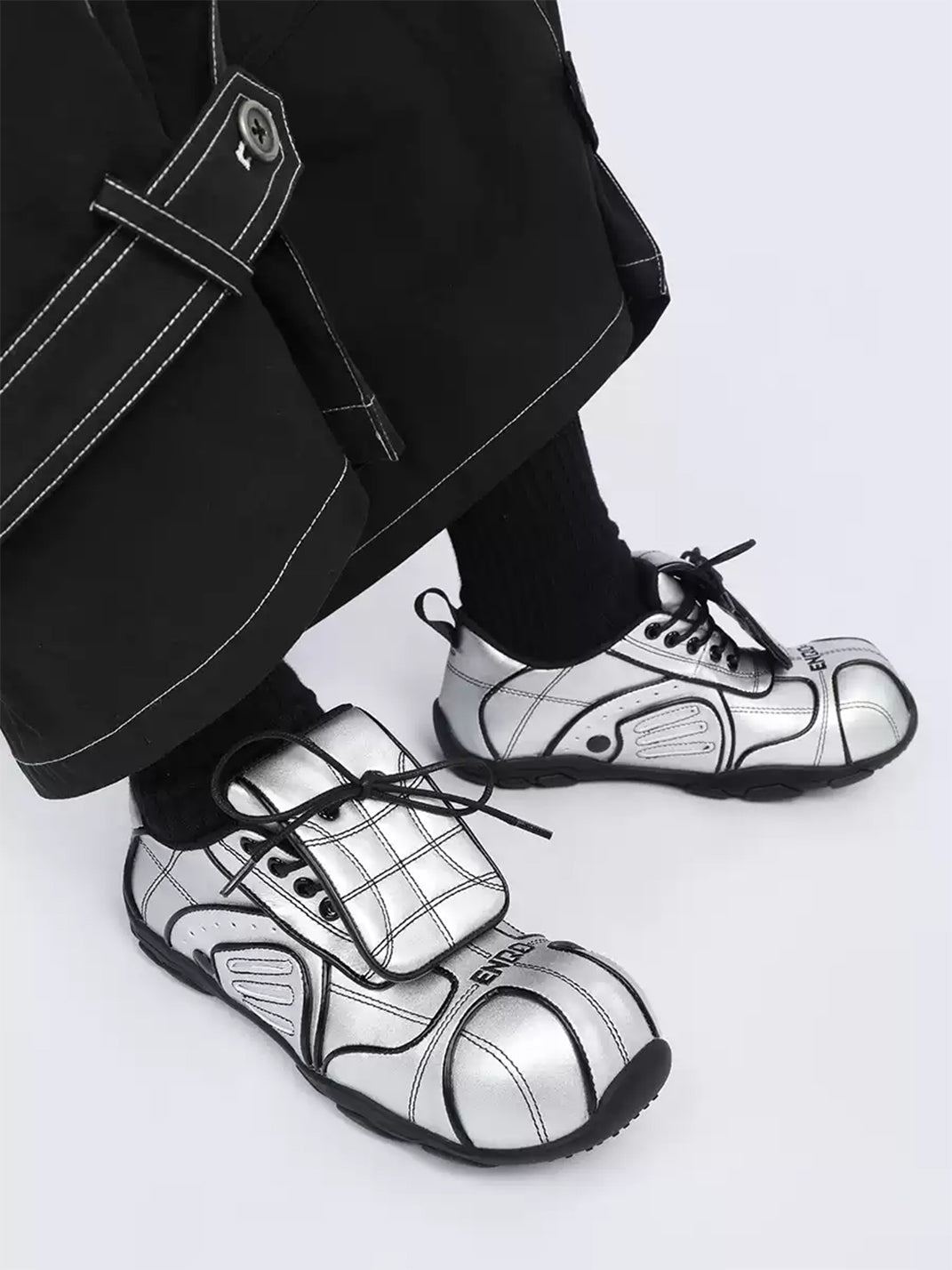 Quilted Silver Foldover-Tongue Low-Top Sneakers - view 3