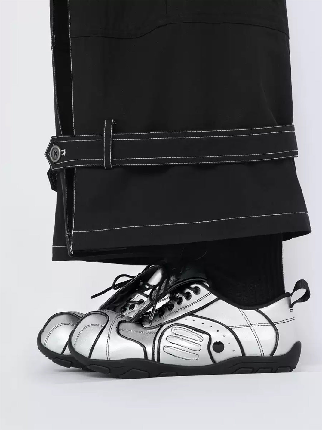 Quilted Silver Foldover-Tongue Low-Top Sneakers - view 4
