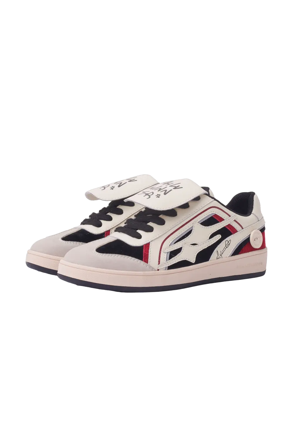 Red Flame-Panel Retro Trainer Sneakers - View 6