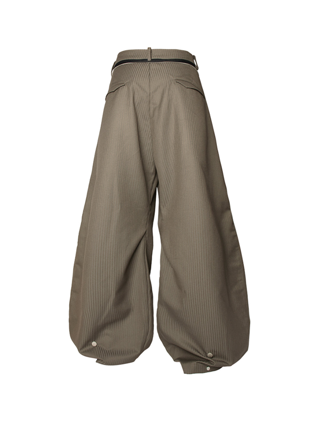 Pinstripe Scarf-Panel Wide-Leg Trousers - View 2