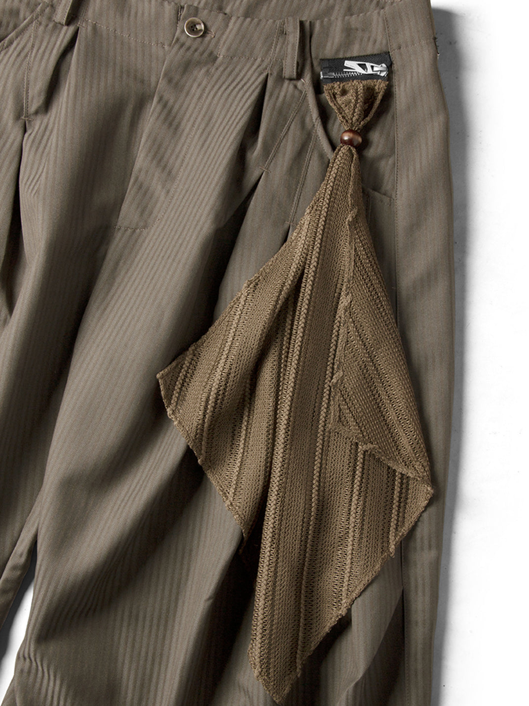Pinstripe Scarf-Panel Wide-Leg Trousers - View 8