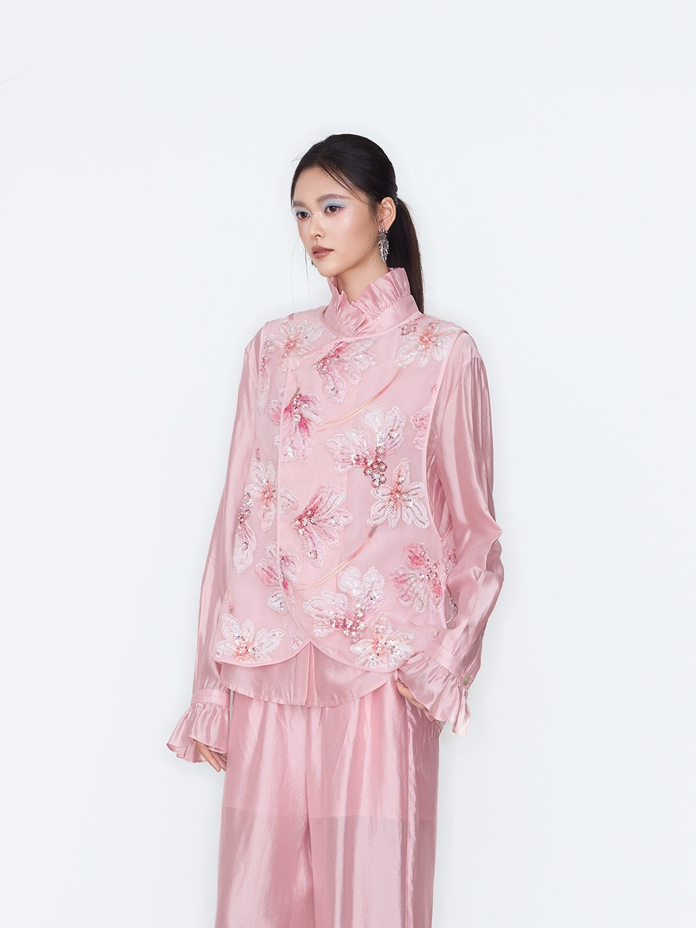 Floral Embroidered Layering Vest product view 1