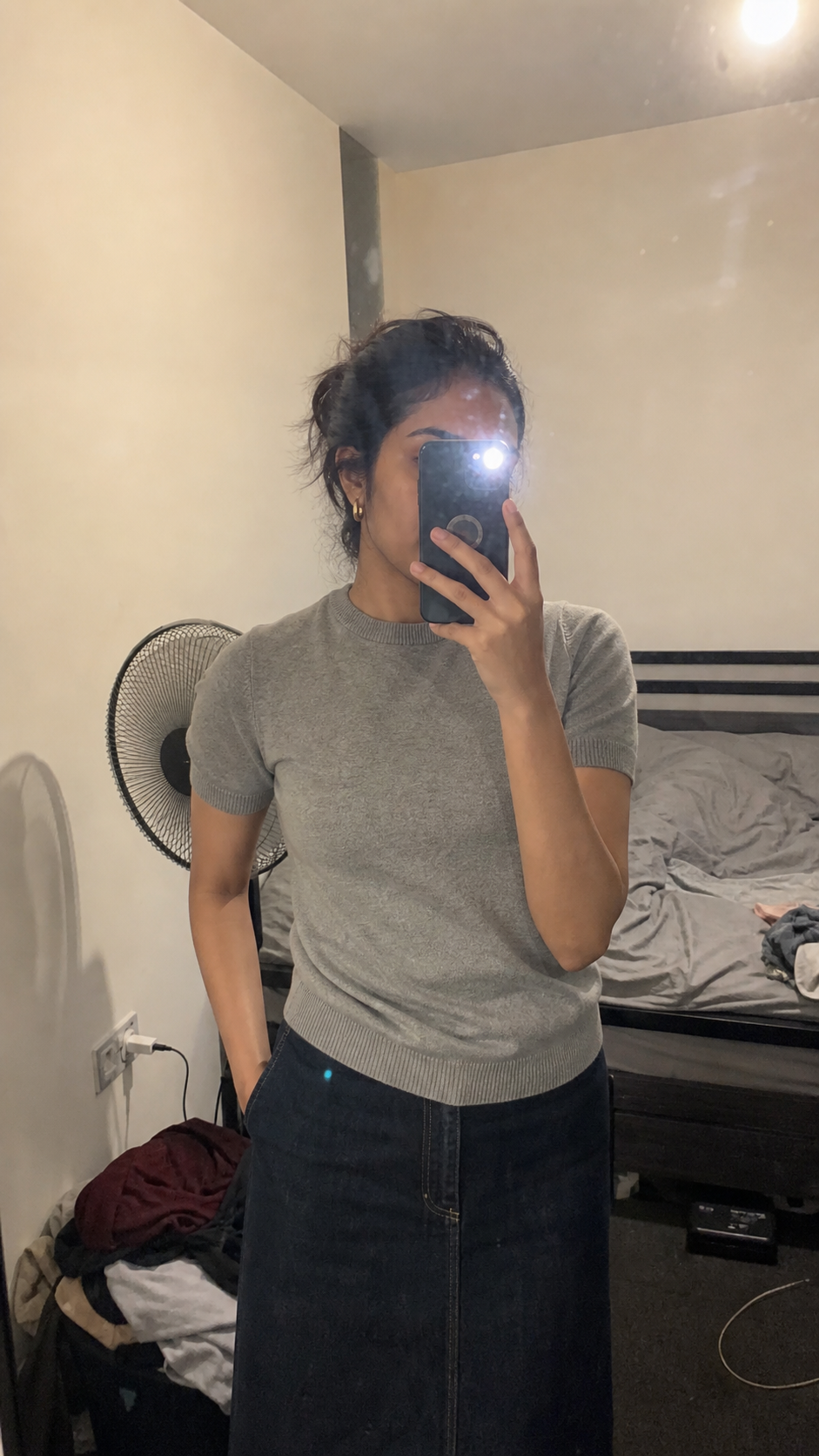 Retro Solid Knit Short-Sleeve T-Shirt UGC bedroom mirror