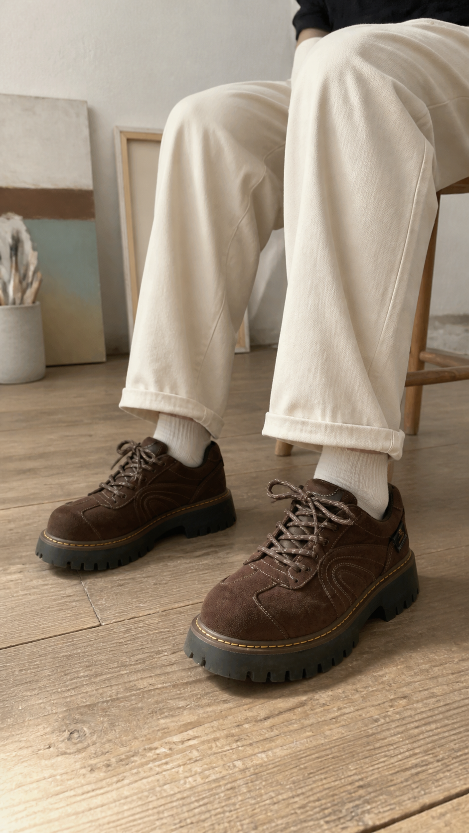 Ridge Chunky Suede Sneakers natural UGC showcase 4