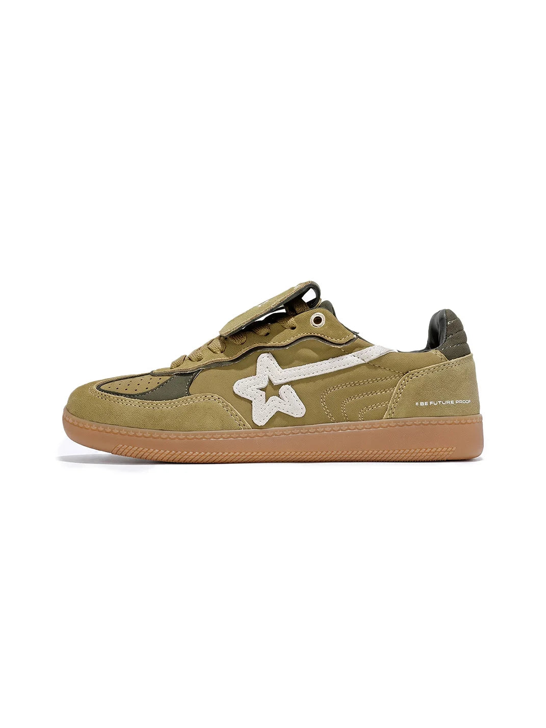 Avocado Suede Star-Panel Retro Trainers