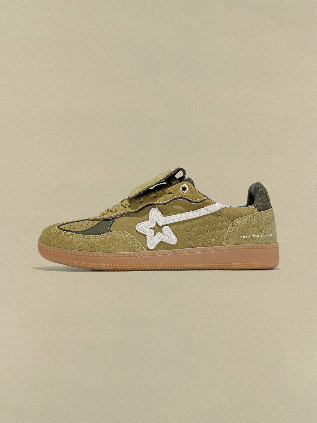 Avocado Suede Star-Panel Retro Trainers - View 4