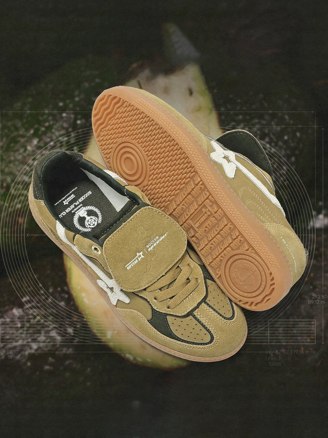 Avocado Suede Star-Panel Retro Trainers - View 5