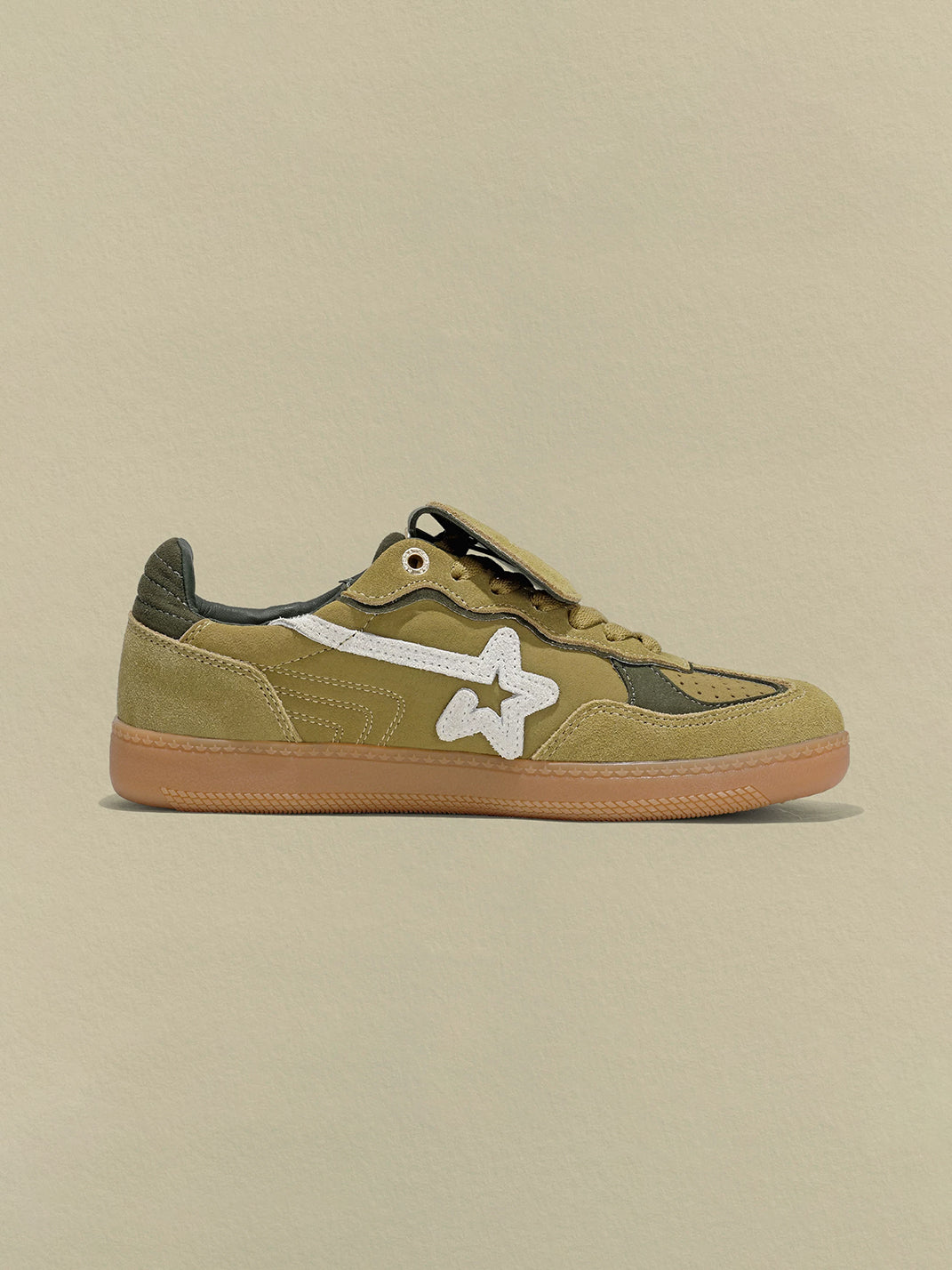 Avocado Suede Star-Panel Retro Trainers - View 6