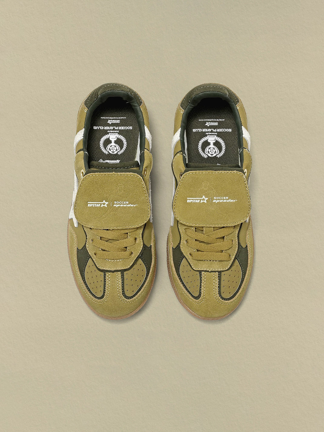 Avocado Suede Star-Panel Retro Trainers - View 9