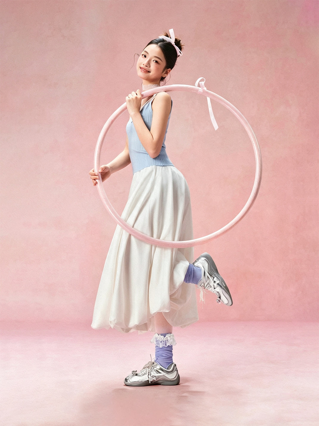 Galaxy-Silver Ballet Mary Jane Sneakers - View 2