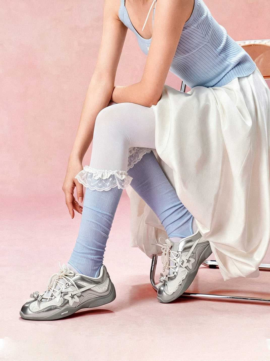 Galaxy-Silver Ballet Mary Jane Sneakers - View 4