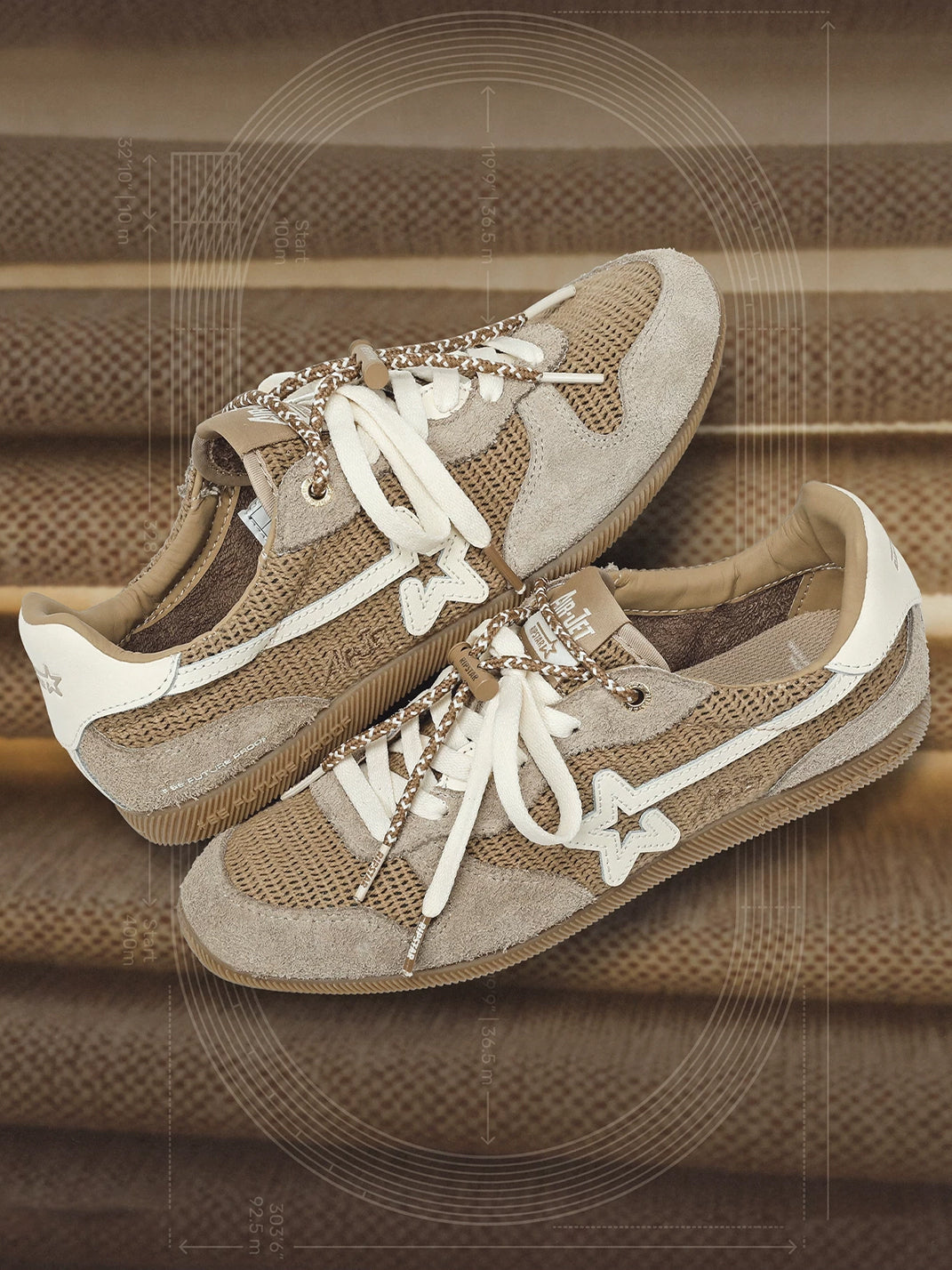 Khaki Mesh Star German Trainer Sneakers - View 6