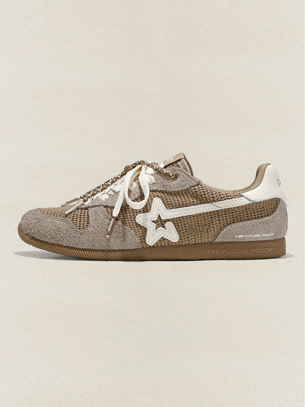 Khaki Mesh Star German Trainer Sneakers - View 8