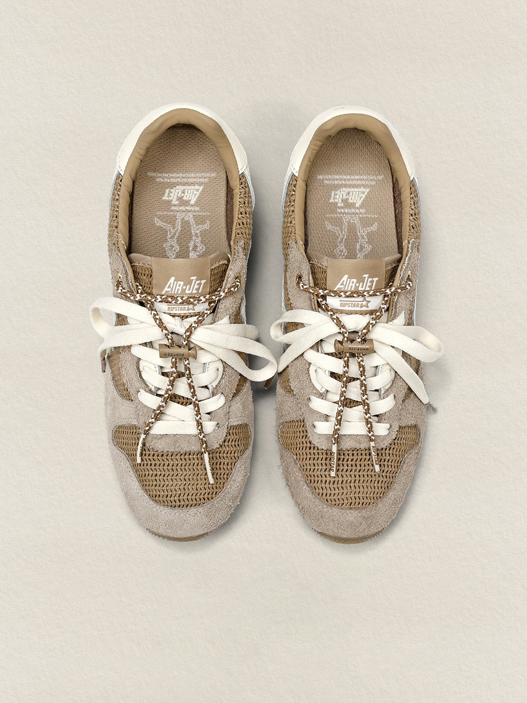 Khaki Mesh Star German Trainer Sneakers - View 13