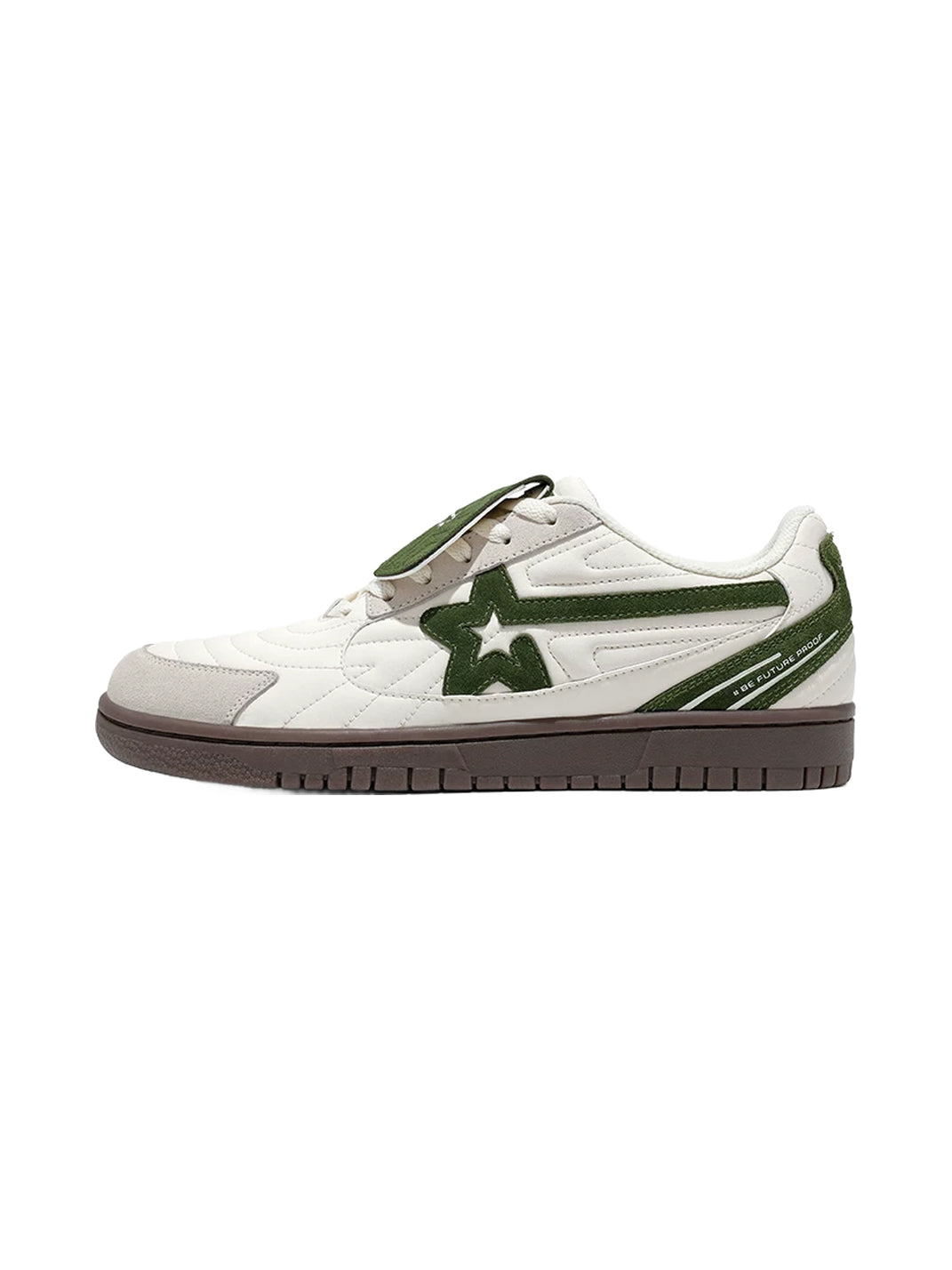 White-Green Detachable-Tongue Casual Sneakers